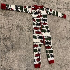 Lazy One Red and Green Train Print Kids One Piece